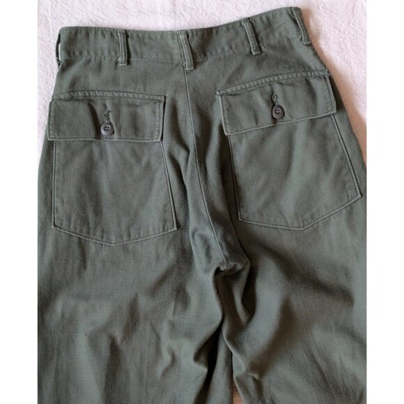 Vintage OG-107 Sateen Trousers US Military Rapid Zip 1970 Straight Leg 28x30 - Picture 7 of 8